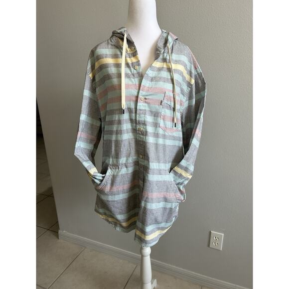 Vintage Levi’s Jacket Hoodie Stripes Button Down Long Sleeve 90s Retro Y2K XL - Picture 2 of 10